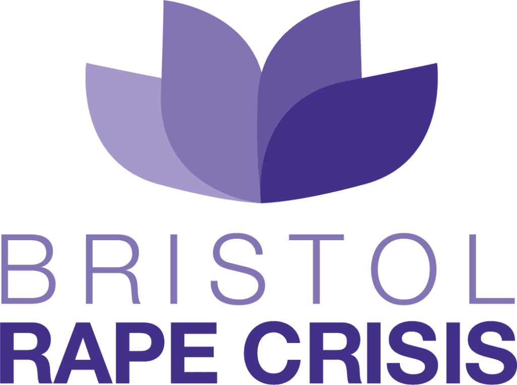 A purple lotus flower with Bristol Rape Crisis written underneath