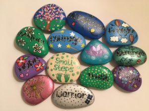 Rocks with words of encouragement on them