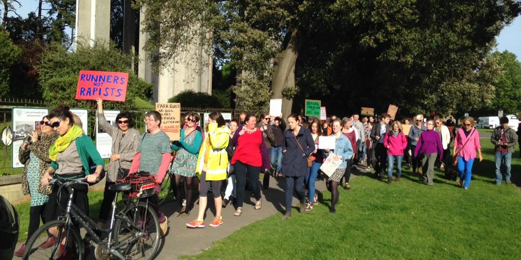 A group of people protesting in Clinton Downs.