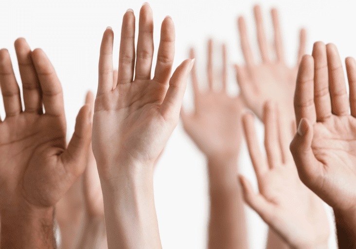 lots of hands up